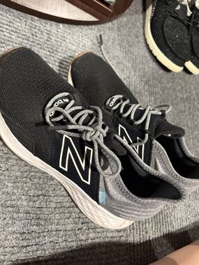 New Balance Roav Black and Gray Slip-On Lace Running Shoes